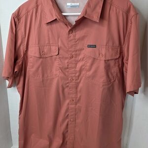 Columbia Men’s Short Sleeve Button-Front Shirt - Rust/Terracotta